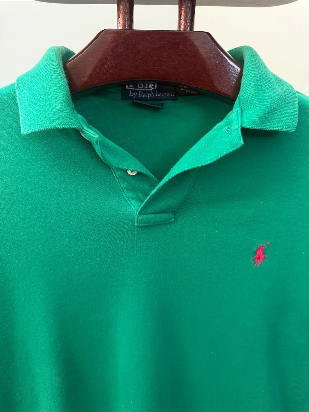 Vintage Ralph Lauren Polo Custom Fit  Green Silver Label Polo.  Sz M